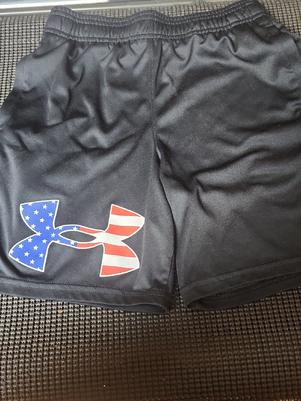 Under Armour Black Performance Shorts with American Flag Logo